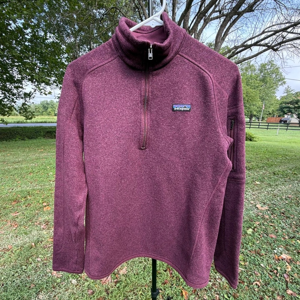 Patagonia Better Sweater 1/4 Zip Pullover Mock Neck Burgundy Heather Fleece L